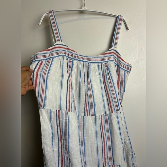 Gap Tall Midi Dress M Linen Blend Striped Summer Vacation Resort Old Money chic - Picture 7 of 16